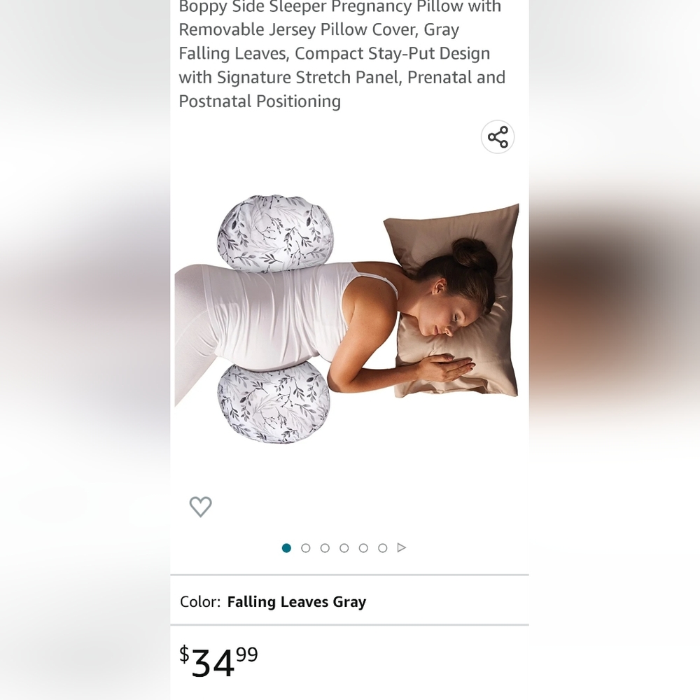 Prenatal and post-natal  sleeping pillow, Boppy washable zip off cover